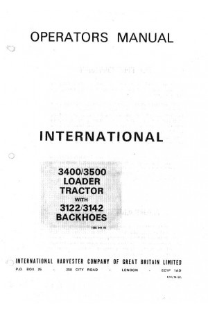 Case 3122, 3142, 3400, 3500 Operator`s Manual