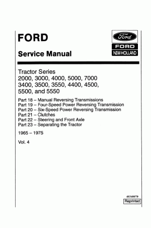 New Holland 2000, 3000, 3400, 3500, 3550, 4000, 4400, 4500, 5000, 5500, 5550, 7000 Service Manual