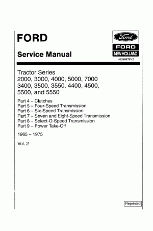 New Holland 2000, 3000, 3400, 3500, 3550, 4000, 4400, 5000, 5500, 5550, 7000 Service Manual