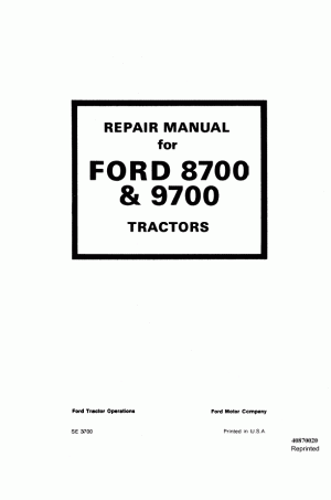 New Holland 8700, 9700 Service Manual