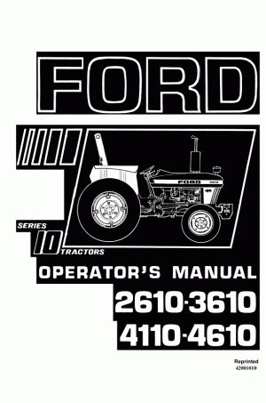 New Holland 10, 2610, 3610, 4110, 4610 Operator`s Manual