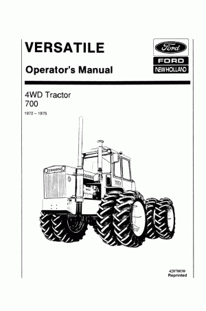 New Holland 700 Operator`s Manual
