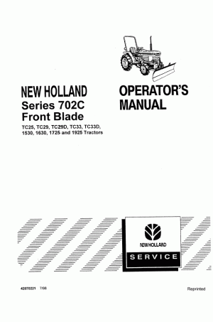 New Holland 1530, 1725, 1925, TC25, TC29, TC29D, TC33, TC33D Operator`s Manual