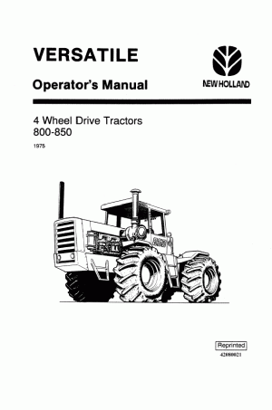 New Holland 800, 850 Operator`s Manual