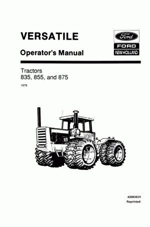 New Holland 835, 855, 875 Operator`s Manual