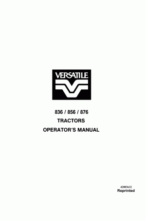 New Holland 836, 856, 876 Operator`s Manual