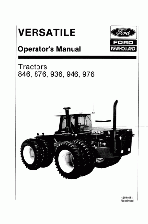 New Holland 846, 876, 876V, 936, 936V, 946, 946V, 976, 976V Operator`s Manual