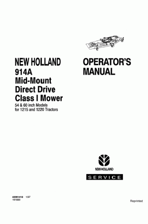 New Holland 1215, 1220, 914A Operator`s Manual