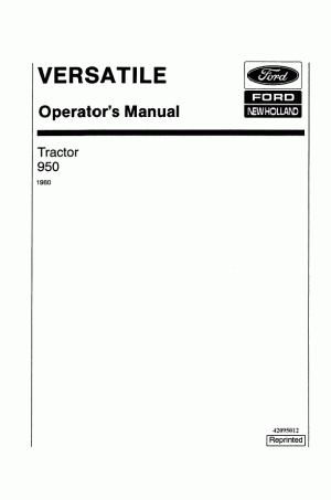 New Holland 950 Operator`s Manual
