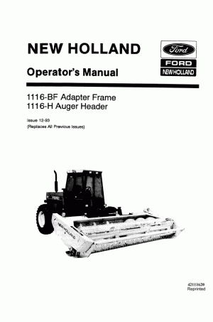 New Holland 1116BF, 1116H, 276, 9030 Operator`s Manual