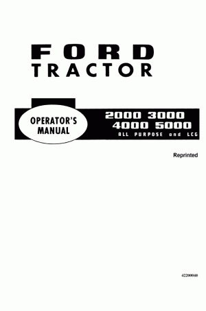 New Holland 2000, 3000, 4000, 5000 Operator`s Manual