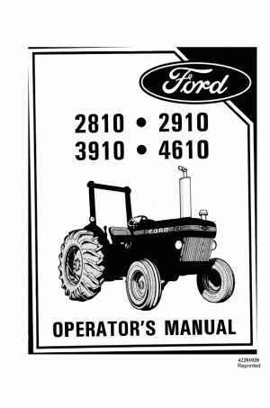 New Holland 2810, 2910, 3910 Operator`s Manual