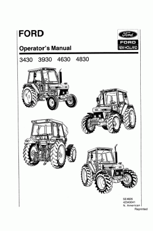 New Holland 3430, 3930, 4630, 4830 Operator`s Manual