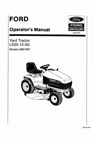 New Holland LS25 Operator`s Manual