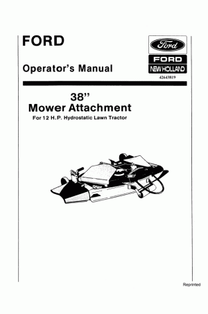 New Holland 12, 38 Operator`s Manual