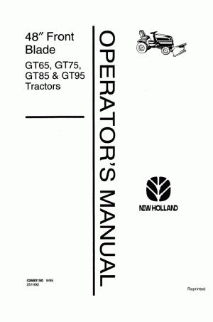 New Holland 48, 75, 85, 95, GT65 Operator`s Manual