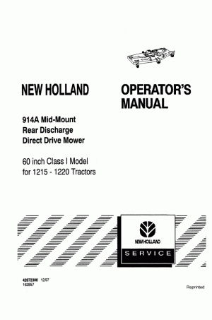 New Holland 1215, 1220, 60, 914A Operator`s Manual