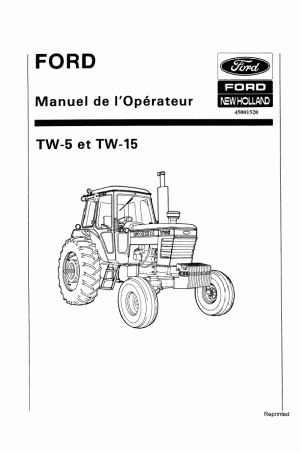 New Holland TW15, TW5 Operator`s Manual