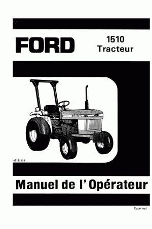New Holland 1510 Operator`s Manual