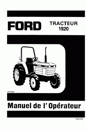 New Holland 1920 Operator`s Manual