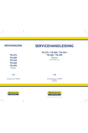 New Holland T8.275, T8.300, T8.330, T8.360, T8.390 Service Manual