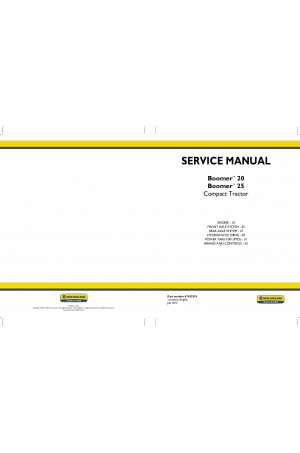 New Holland Boomer 20, Boomer 25 Service Manual