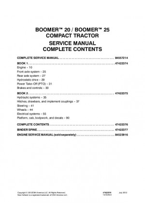 New Holland Boomer 20, Boomer 25 Service Manual