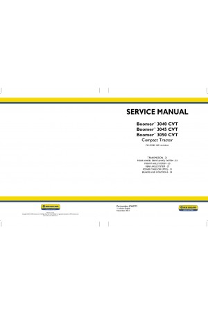 New Holland Boomer 3040, Boomer 3045, Boomer 3050 Service Manual