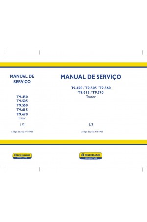 New Holland T9.450, T9.505, T9.560, T9.615, T9.670 Service Manual