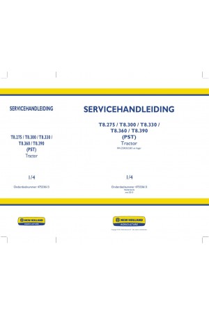 New Holland T8.275, T8.300, T8.330, T8.360, T8.390 Service Manual