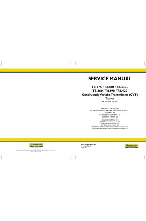 New Holland T8.275, T8.300, T8.330, T8.360, T8.390, T8.420 Service Manual