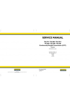 New Holland T8.275, T8.300, T8.330, T8.360, T8.390, T8.420 Service Manual