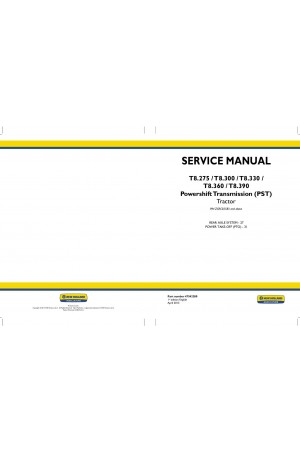 New Holland T8.275, T8.300, T8.330, T8.360, T8.390 Service Manual