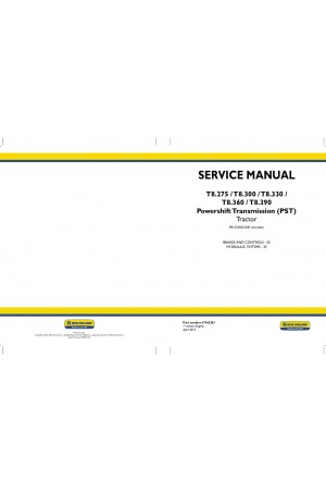 New Holland T8.275, T8.300, T8.330, T8.360, T8.390 Service Manual