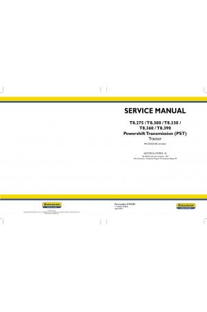 New Holland T8.275, T8.300, T8.330, T8.360, T8.390 Service Manual