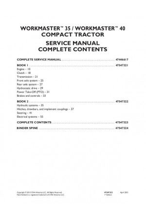 New Holland Workmaster 35, Workmaster 40 Service Manual