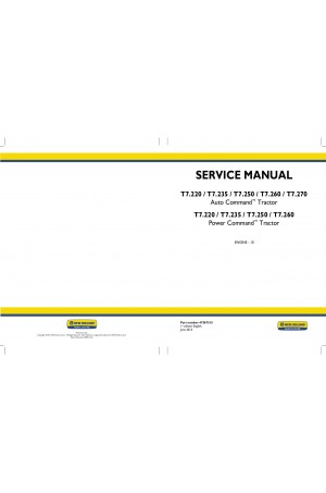 New Holland T7.220, T7.235, T7.250, T7.260, T7.270 Service Manual