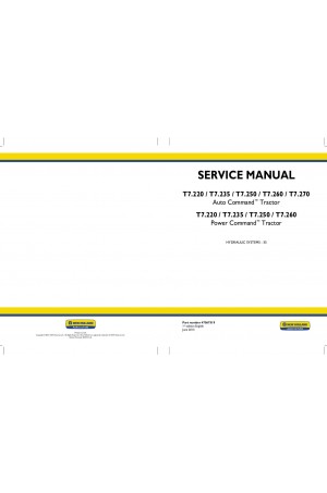 New Holland T7.220, T7.235, T7.250, T7.260, T7.270 Service Manual