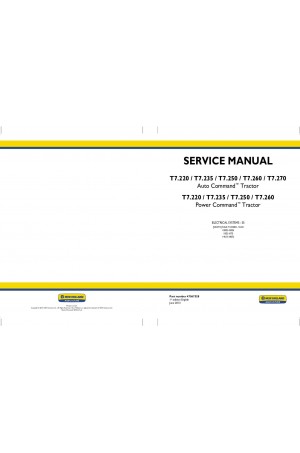 New Holland T7.220, T7.235, T7.250, T7.260, T7.270 Service Manual