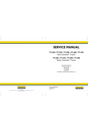 New Holland T7.220, T7.235, T7.250, T7.260, T7.270 Service Manual