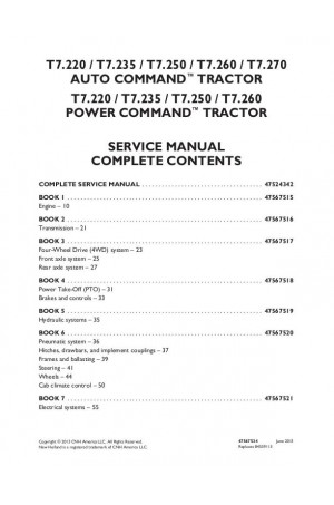 New Holland T7.220, T7.235, T7.250, T7.260, T7.270 Service Manual