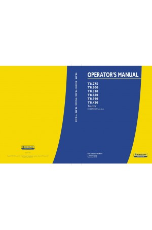 New Holland T8.275, T8.300, T8.330, T8.360, T8.390, T8.420 Operator`s Manual