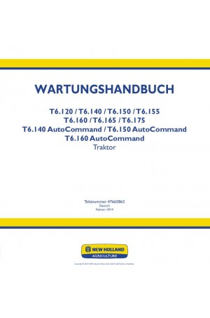 New Holland T6.120, T6.140, T6.150, T6.155, T6.160, T6.165, T6.175 Service Manual
