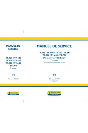 New Holland T9.435, T9.480, T9.530, T9.565, T9.600, T9.645, T9.700 Service Manual
