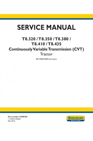 New Holland T8.320, T8.350, T8.380, T8.410, T8.435 Service Manual