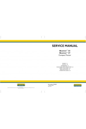 New Holland Boomer 33, Boomer 37 Service Manual