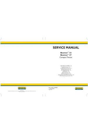 New Holland Boomer 33, Boomer 37 Service Manual