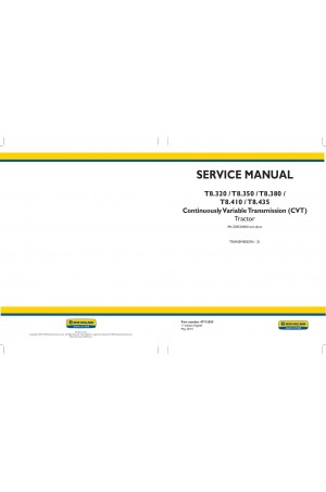 New Holland T8.320, T8.350, T8.380, T8.410, T8.435 Service Manual