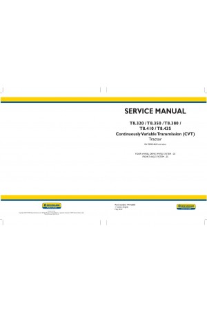 New Holland T8.320, T8.350, T8.380, T8.410, T8.435 Service Manual