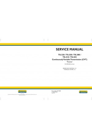 New Holland T8.320, T8.350, T8.380, T8.410, T8.435 Service Manual